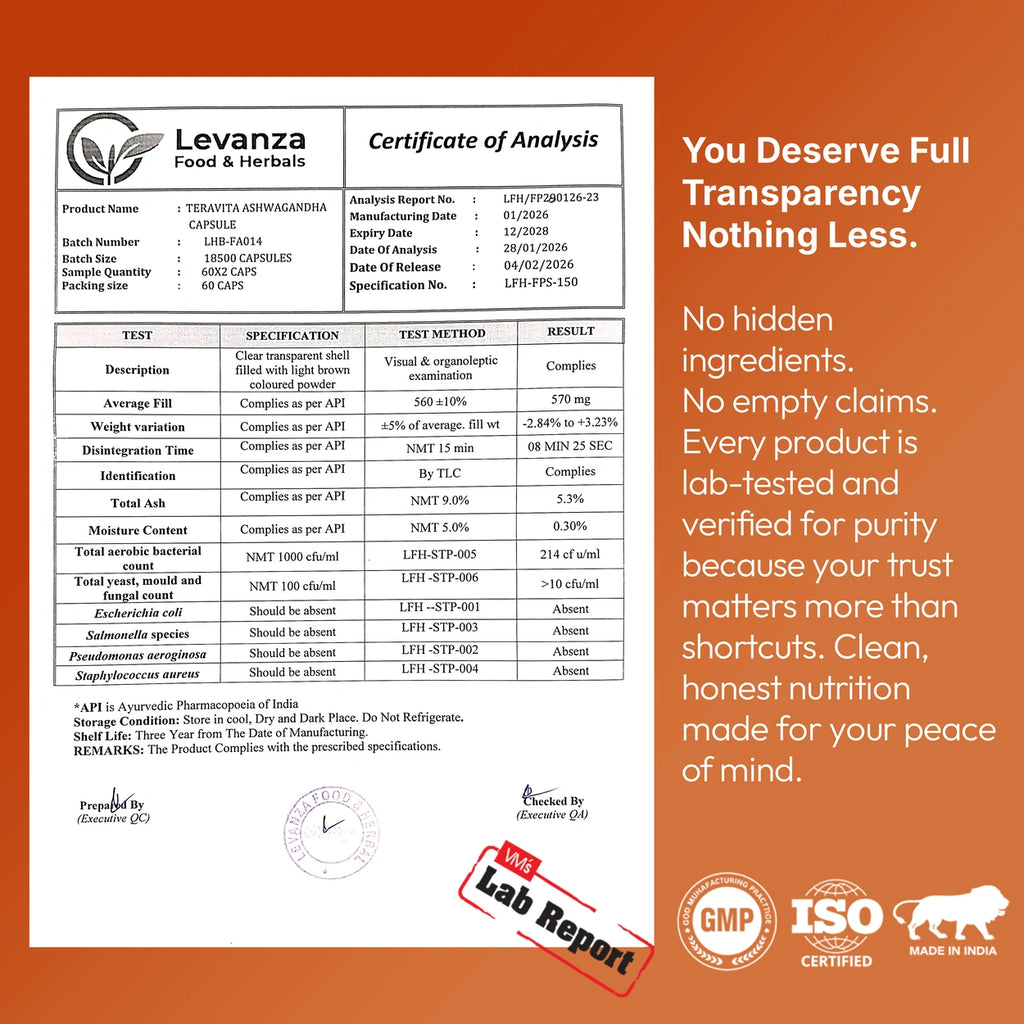 Ashwagandha Capsules 500mg – Stress Relief & Stamina Support – 60 Capsules