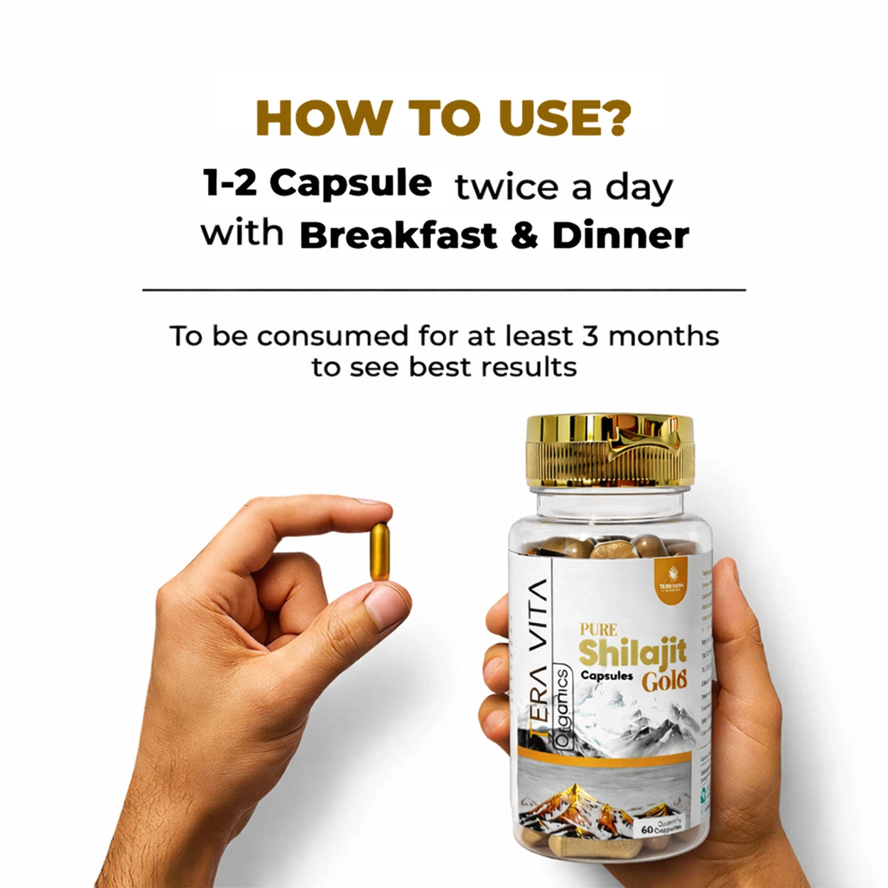 Pure Himalayan Shilajit Gold Capsules with Gold Bhasam – 60 Capsules