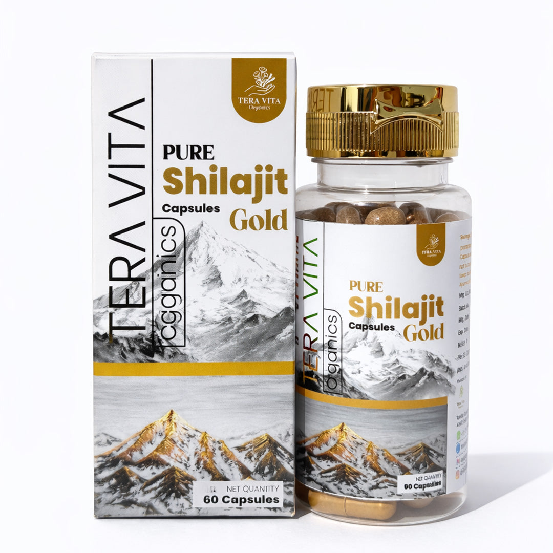 Pure Himalayan Shilajit Gold Capsules with Gold Bhasam – 60 Capsules